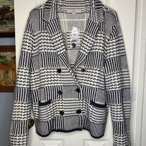 Loft Knit Plaid Sweater Blazer